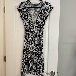 The Limited Flower Print Wrap Cotton Blend Dress